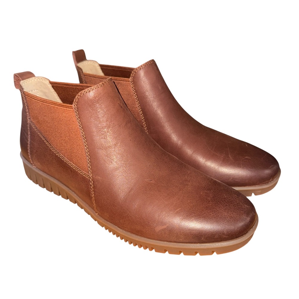 NEW Dansko Chelsea Boots Womens 9-9.5/40 Ankle Boots Burnished Brown Leather Lug - Picture 3 of 14